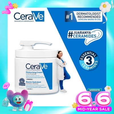 CERAVE - CERAVE DAILY MOIST CREAM 453ML WITH PUMP