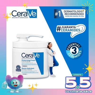 CERAVE - CERAVE DAILY MOIST CREAM 453ML WITH PUMP