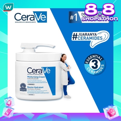 CERAVE CeraVe Moisturising Cream 454 g with Pump – Skin Barrier Repair Moisturizer with Ceramide for Dry Skin [Pelembap Untuk Kulit Kering]