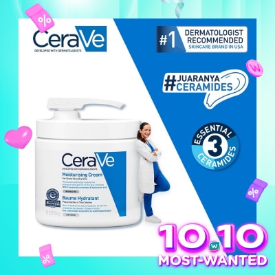 CERAVE CeraVe Moisturising Cream 454 g with Pump – Skin Barrier Repair Moisturizer with Ceramide for Dry Skin [Pelembap Untuk Kulit Kering]