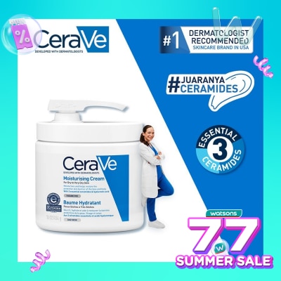 CERAVE CeraVe Moisturising Cream 454 g with Pump – Skin Barrier Repair Moisturizer with Ceramide for Dry Skin [Pelembap Untuk Kulit Kering]