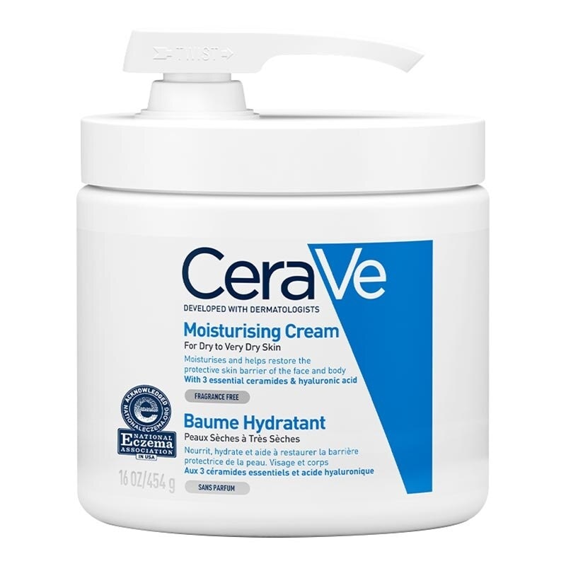 CeraVe Moisturising Cream 454 g with Pump – Skin Barrier Repair Moisturizer with Ceramide for Dry Skin [Pelembap Untuk Kulit Kering]