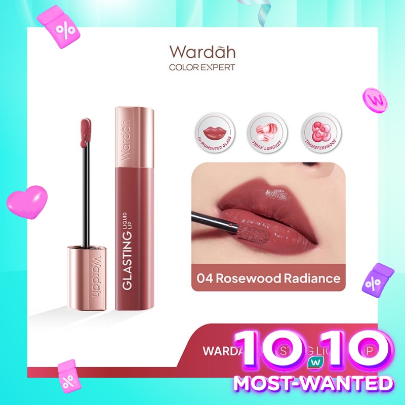 Glasting Liquid Lip 04 Rosewood Radiance 3.5g - Hi-Pigmented Glass Color, Ringan, Tidak Lengket, Transferproof