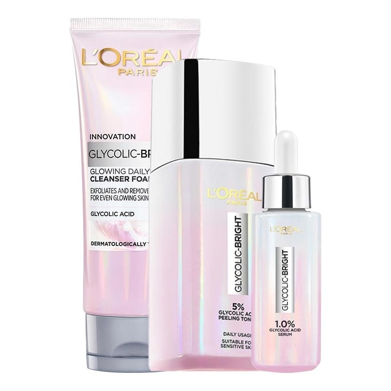 L'Oreal Glyco Bright Foam + Serum + Toner