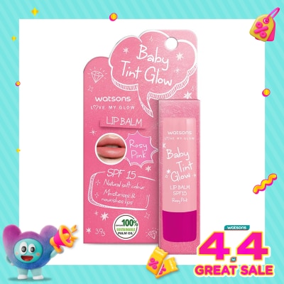 WATSONS - Watsons Baby Tint Glow Coral Rose Lip Balm SPF15 3.9g
