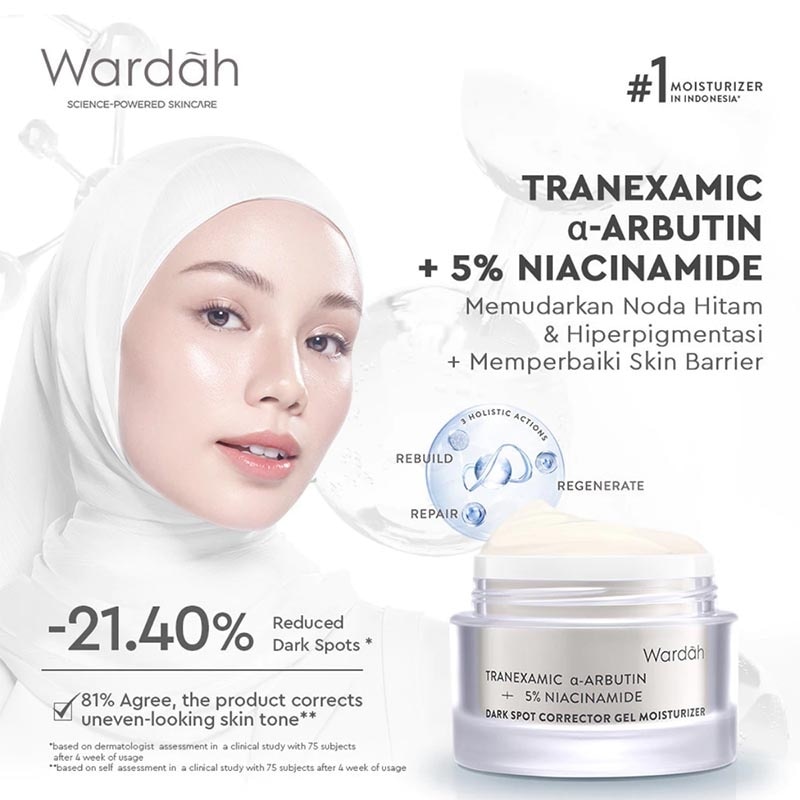 Wardah Tranexamic Alpha-Arbutin + 5% Niacinamide Dark Spot Corrector Gel Moisturizer 30g
