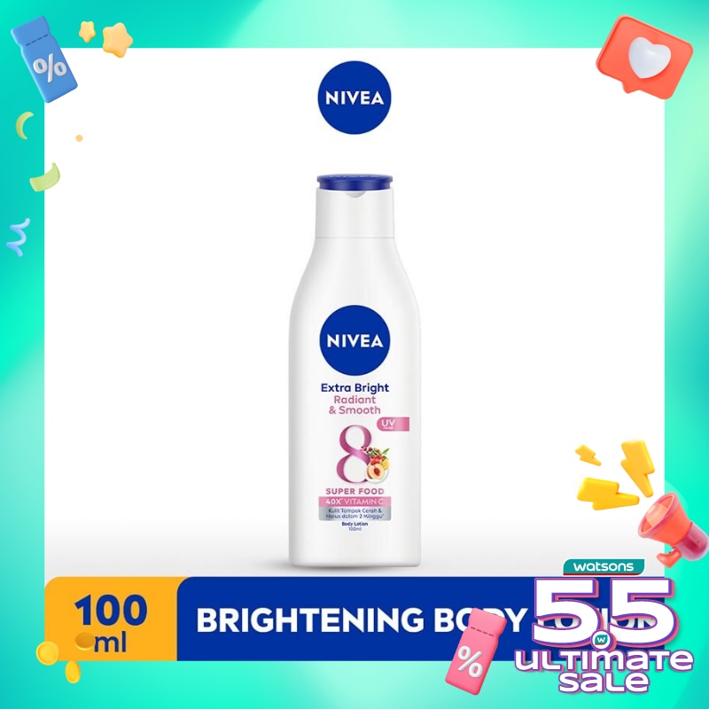 Promo Harga Nivea Body Lotion Extra White Radiant & Smooth 100 ml - Watsons