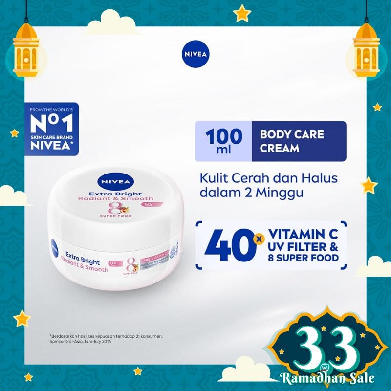 Promo Harga Nivea Body Lotion Extra White Radiant & Smooth 100 ml - Watsons