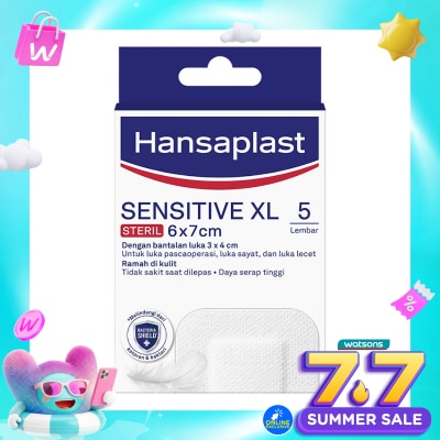 HANSAPLAST Plester Sensitive Steril XL isi 5 Bantalan Kain Sensitif
