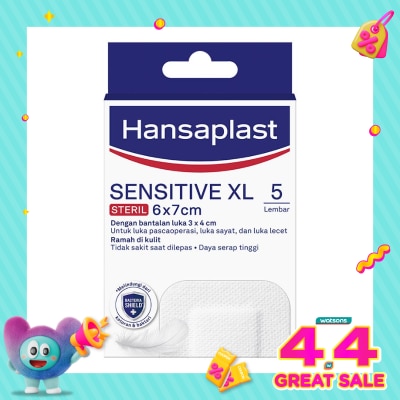 HANSAPLAST Plester Sensitive Steril XL isi 5 Bantalan Kain Sensitif