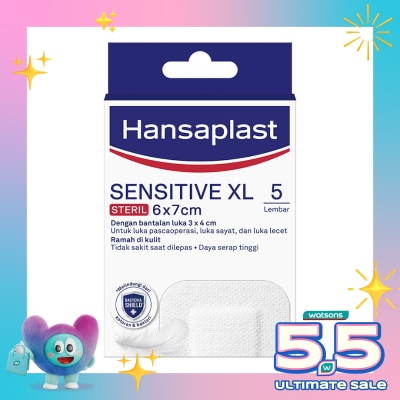 HANSAPLAST - Plester Sensitive Steril XL isi 5 Bantalan Kain Sensitif