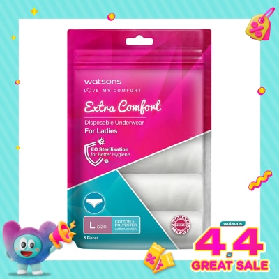 WATSONS - Watsons Disposable Underwear Cotton Crotch Ladies L 5'S