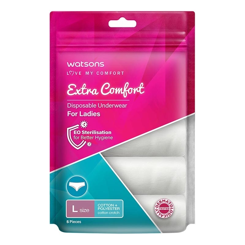Watsons Disposable Underwear Cotton + Polyester Ladies L 5'S