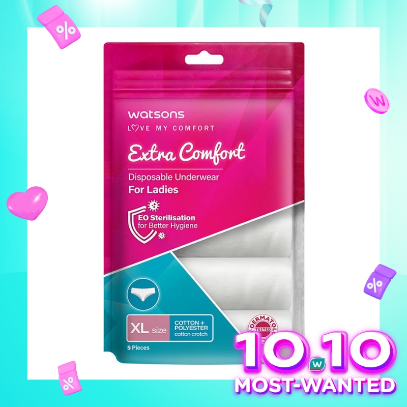 Watsons Disposable Underwear Cotton + Polyester Ladies XL 5'S