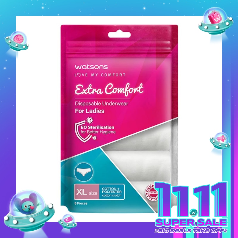 Watsons Disposable Underwear Cotton + Polyester Ladies XL 5'S