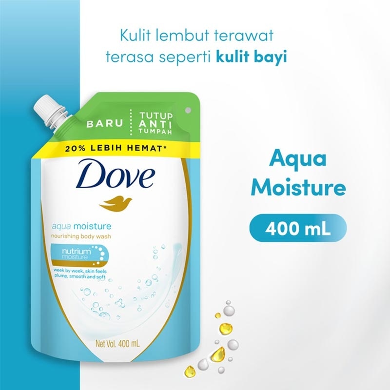 Promo Harga Dove Body Wash Aqua Moisture 400 ml - Watsons