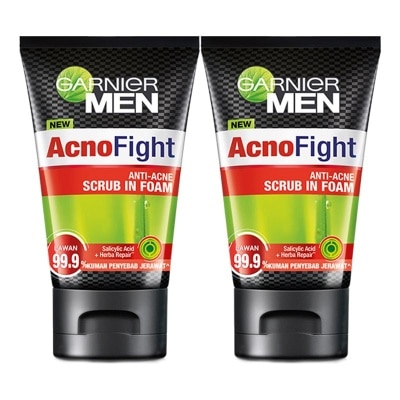 GARNIER (PAKET HEMAT ISI 2) Garnier Men Acno Fight Anti-Acne Scrub In Foam Skin Care - 100ml