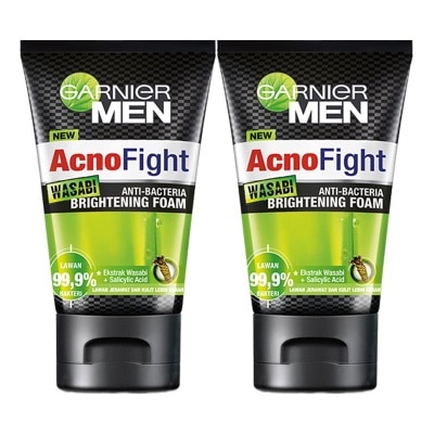 GARNIER (PAKET HEMAT ISI 2) Garnier Men Acno Fight Wasabi Anti-Bacteris Brightening Foam Skin Care 100ml