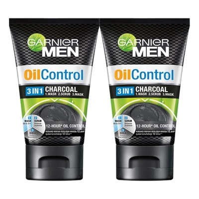 GARNIER (PAKET HEMAT ISI 2) Garnier Men Oil Control 3 In 1 Charcoal Foam Skin Care - 100ml (Perawatan Kulit Wajah Berminyak)