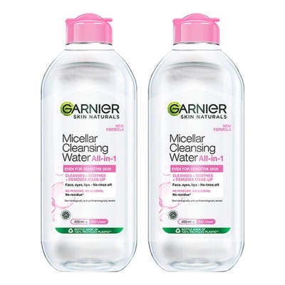 GARNIER (PAKET HEMAT ISI 2) Garnier Micellar Cleansing Water Pink - 400 ml - (Skin Care Pembersih Wajah & Makeup Untuk Kulit Sensitif) - Make Up