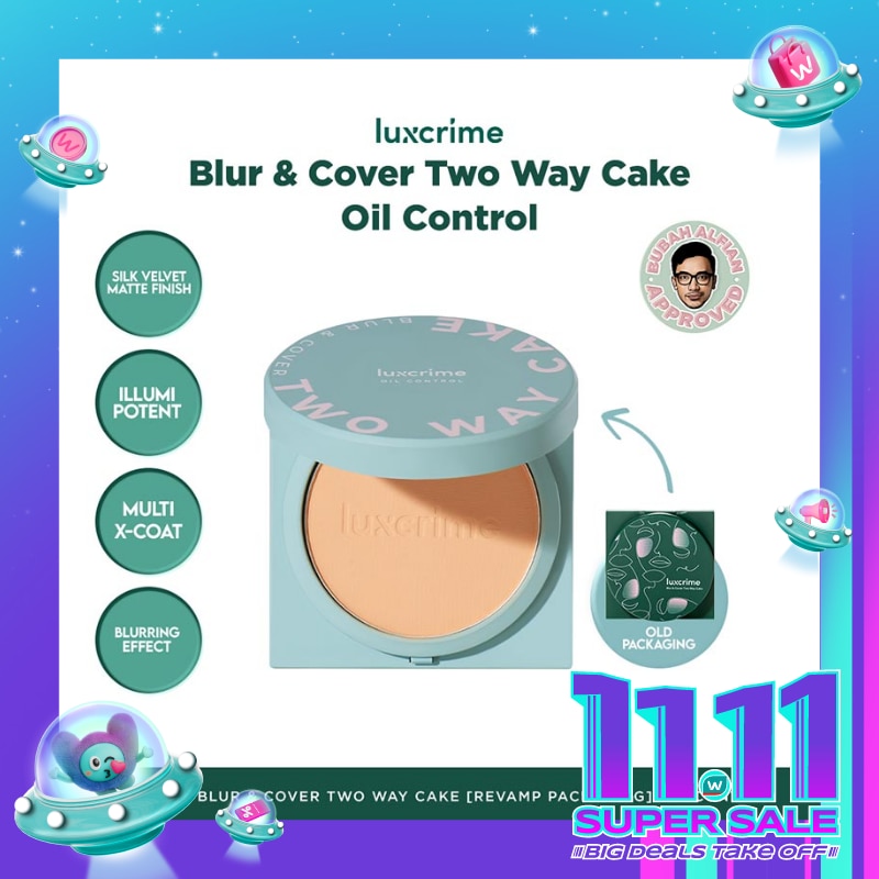 LUXCRIME Blur & Cover Two Way Cake Oil Control Cream Puff
