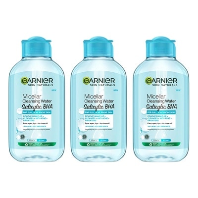 GARNIER (PAKET HEMAT ISI 3) Garnier Micellar Water Salicylic Blue - 125 ml - (Skincare Pembersih Wajah & Makeup Kulit Berminyak Rentan Berjerawat)