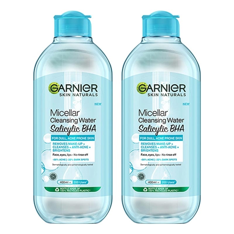 [PAKET HEMAT ISI 2] Garnier Micellar Water Salicylic Blue - 400 ml - (Skincare Pembersih Wajah & Makeup Kulit Berminyak Rentan Berjerawat)