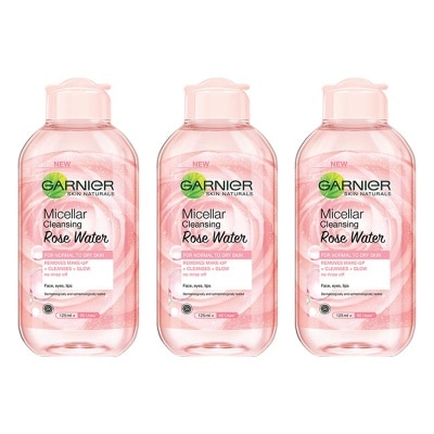 GARNIER (PAKET HEMAT ISI 3) Garnier Micellar Rose Water Clean & Glow - 125 ml - (Skincare Pembersih Wajah Kulit Glowing)