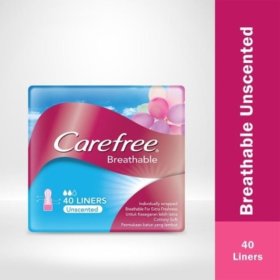 CAREFREE Breathable Panty Liner Unscented 40s