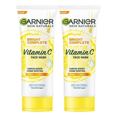 GARNIER (PAKET HEMAT ISI 2) Garnier Bright Complete Vitamin C Brightening Face Wash 100ml - (Skincar