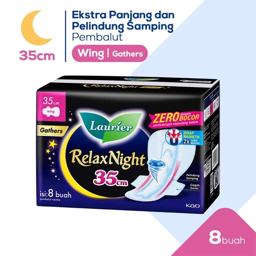 Promo Harga Laurier Relax Night Gathers 35cm 8 pcs - Watsons