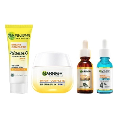 GARNIER Bright Complete Kit Vitamin C Serum 30ml + Overnight Serum 30ml + Day Cream 50ml + Night Cre