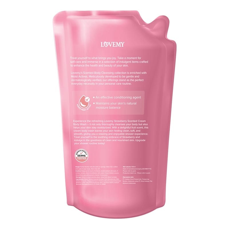 Lovemy Strawberry Cream Body Wash Refill 900ml