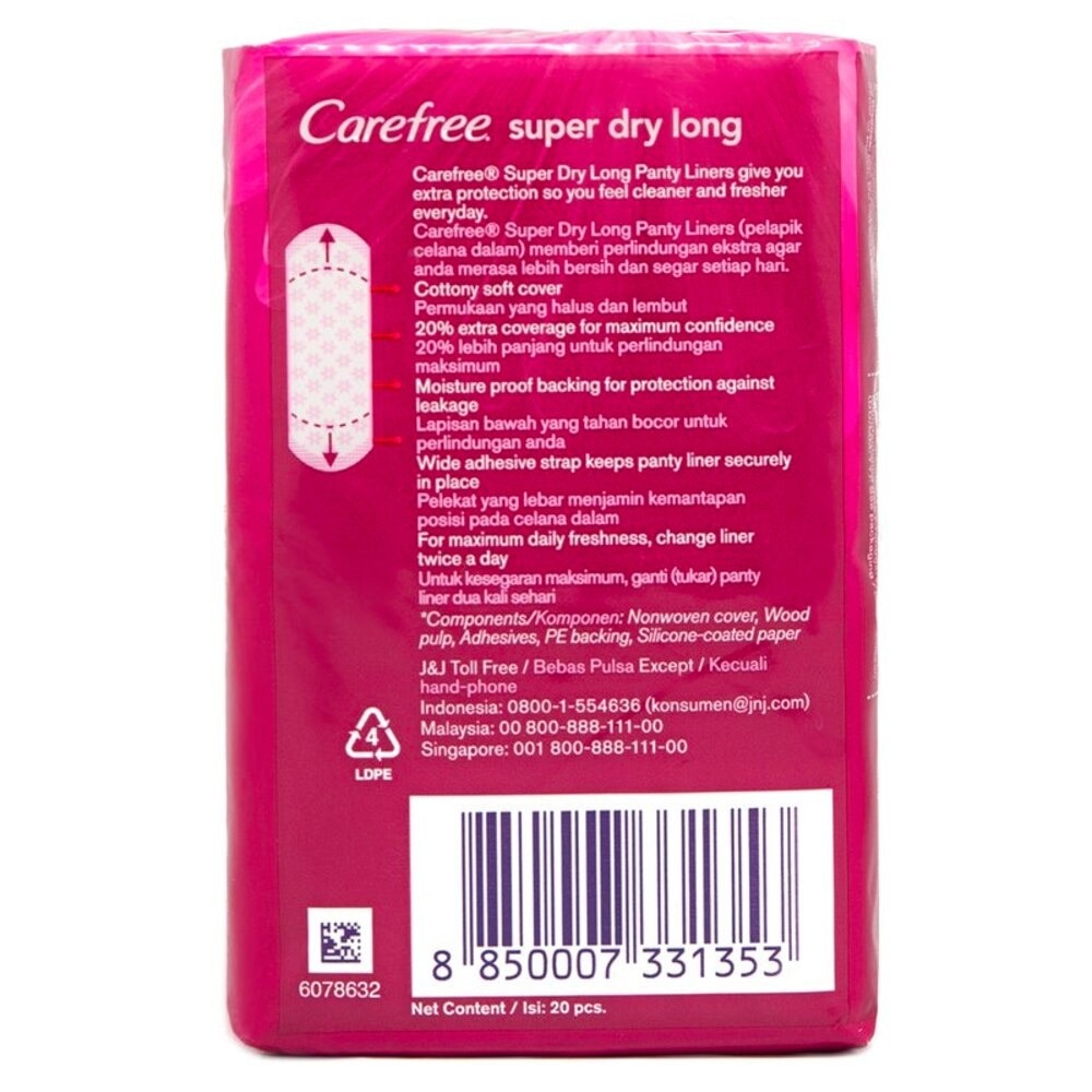 Super Dry Long Panty Liner Unscented 20s