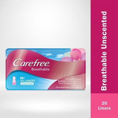 CAREFREE Breathable Panty Liner Unscented 20s