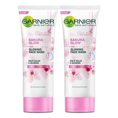 GARNIER (PAKET HEMAT ISI 2) Garnier Sakura Glow Glowing Face Wash Skin Care - 100ml - (Pembersih Wajah Untuk Kulit Cerah Merona)