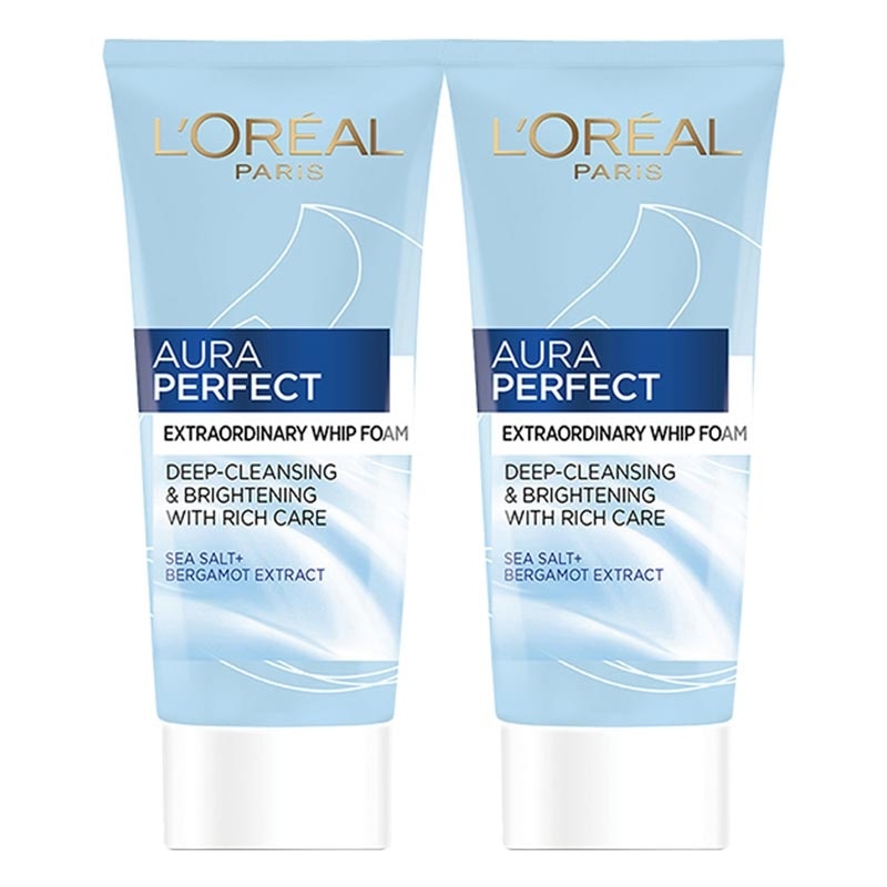 (PAKET HEMAT ISI 2) L'Oreal Paris Aura Perfect Whip Foam 100 ml - 2 Pcs - (Skincare Facial Cleanser Wash Loreal)