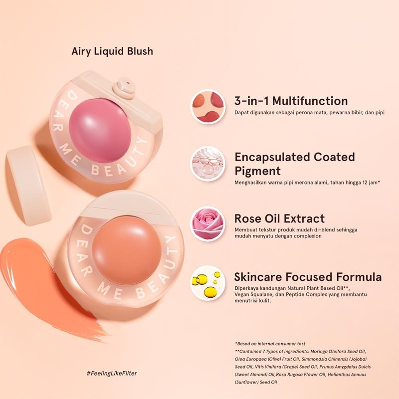 DEAR ME AIRY LIQUID BLUSH CORAL ROSE