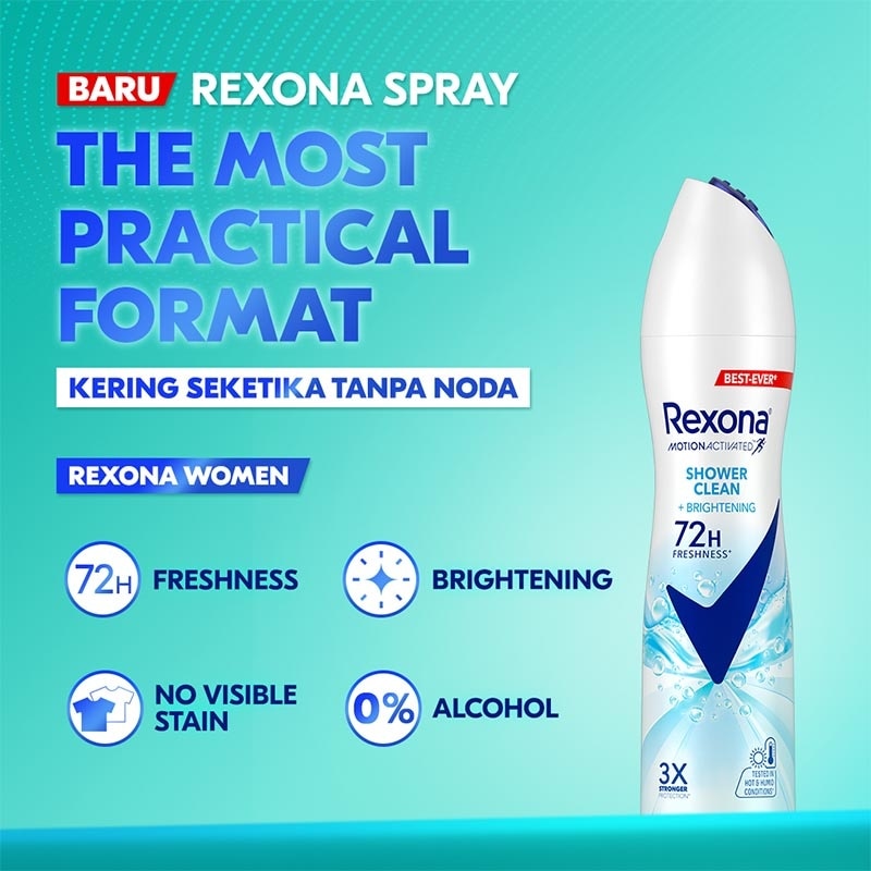 Rexona Women Motion Activated Antiperspirant Spray Shower Clean 135ml