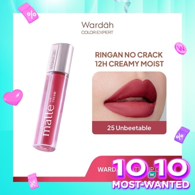 WARDAH Matte Lip Cream 25 Unbeetable 4 g - Warna Intense dan Tahan Lama - Matte Finish