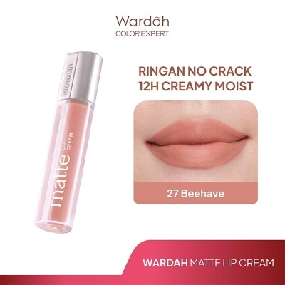 WARDAH Matte Lip Cream 27 Beehave 4 g - Warna Intense dan Tahan Lama - Matte Finish