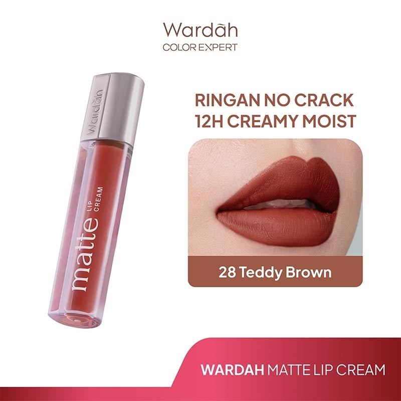 Matte Lip Cream 28 Teddy Brown 4 g - Warna Intense dan Tahan Lama - Matte Finish
