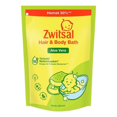 ZWITSAL Zwitsal Baby Hair & Body Bath Aloe Vera Pouch 400ml