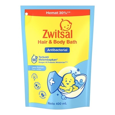 ZWITSAL Zwitsal Baby Hair & Body Bath Antibacterial Pouch 400ml