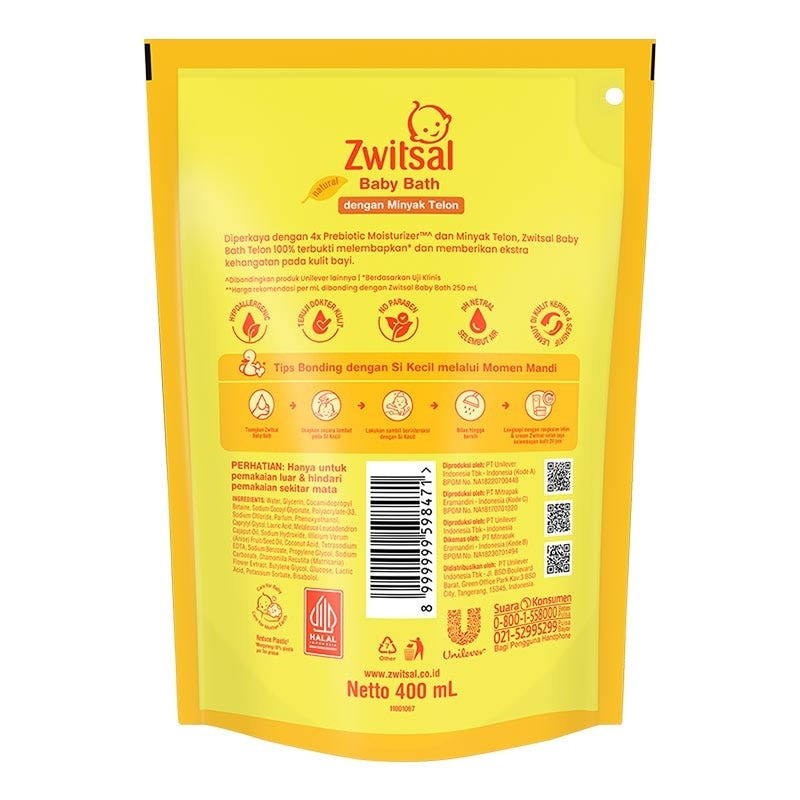 Zwitsal Baby Bath Telon Pouch 400ml