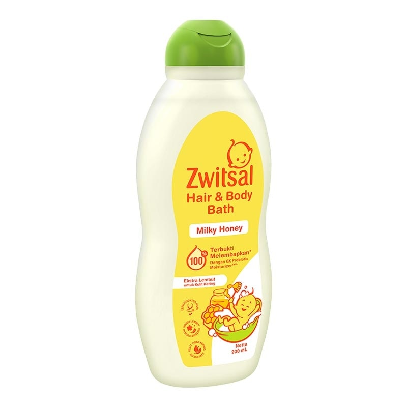 Zwitsal Baby Hair & Body Bath Milky Honey Bottle 200ml