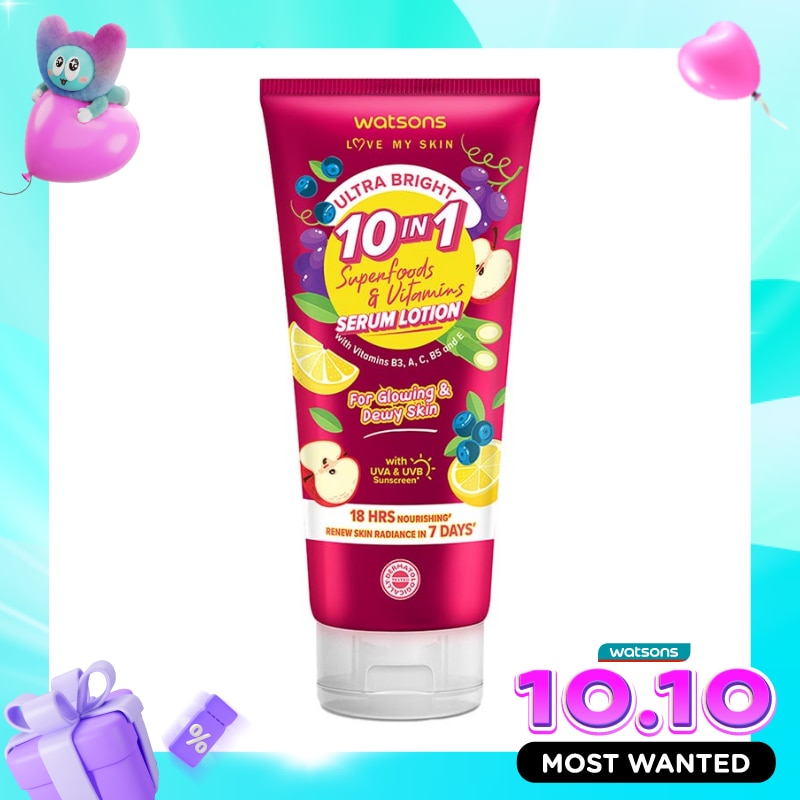 Watsons Ultra Bright 10 in 1 Superfoods & Vitamins Serum Lotion 330ml image