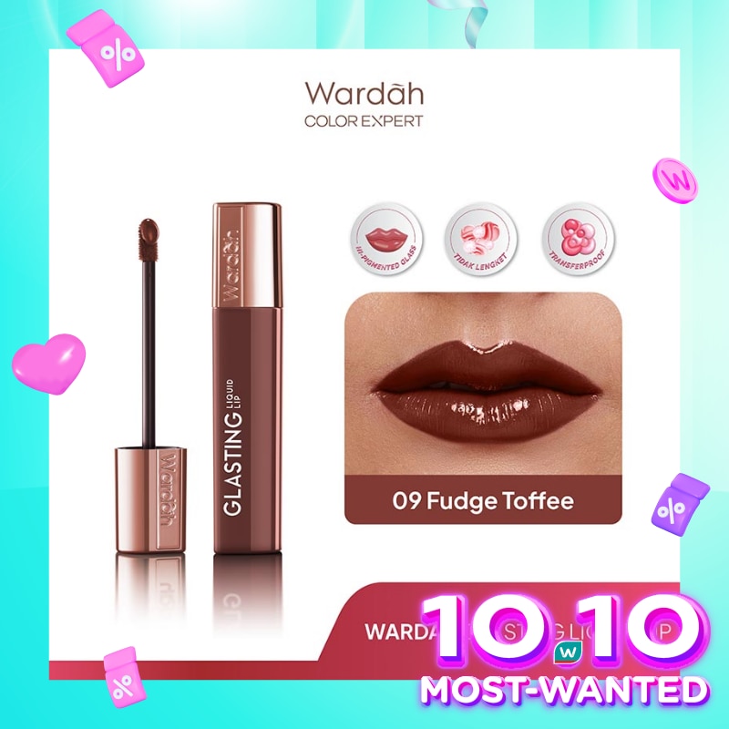 Glasting Liquid Lip 09 Fudgy Toffee 3.5g - Hi-Pigmented Glass Color, Ringan, Tidak Lengket, Transferproof