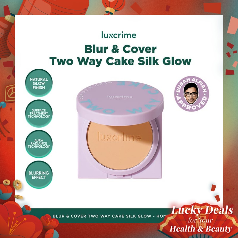 LUXCRIME Blur & Cover Two Way Cake : Silk Glow Honeycomb 8.5g