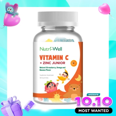 NUTRIWELL Vitamin C + Zinc Junior Gummies 60'S image